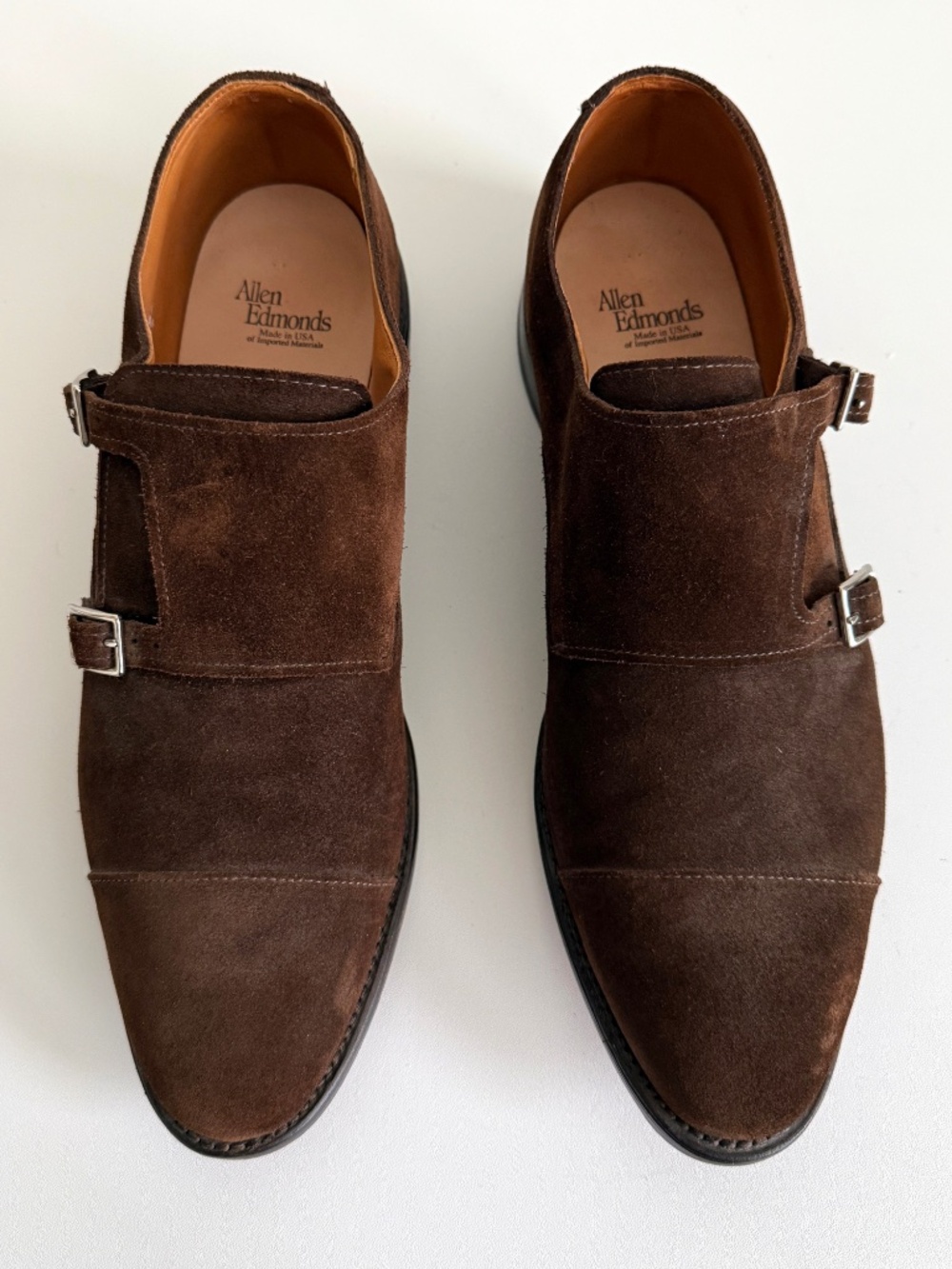 Allen Edmonds Mora Suede Captoe Monk strap Mens Shoes US size 13D
